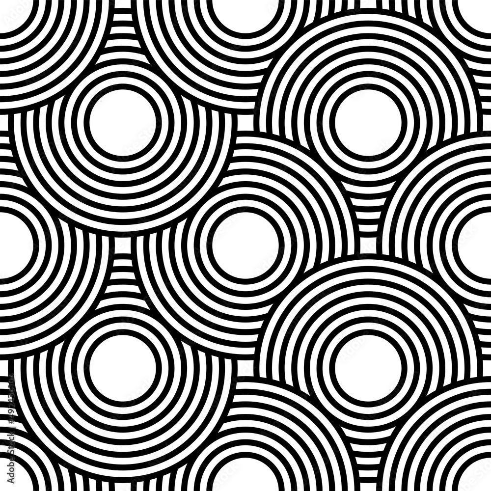 Abstract seamless geometric pattern. Circle lines texture.