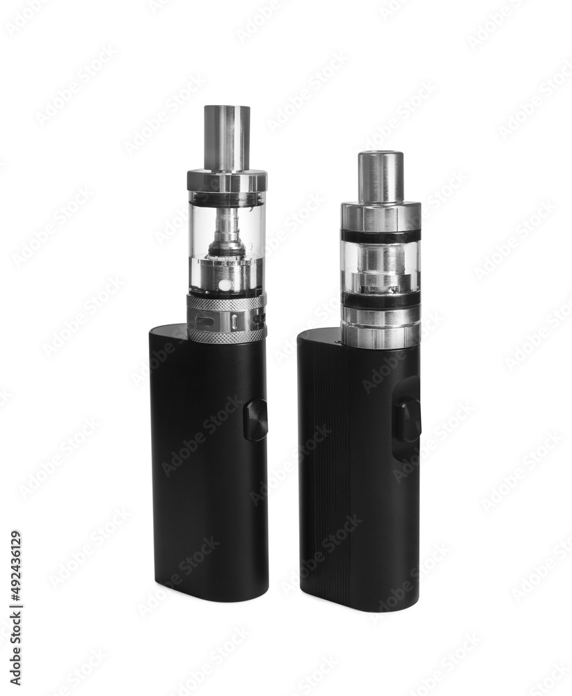 Electronic cigarettes on white background. Smoking alternative Electronic cigarettes on white background. Smoking alternative