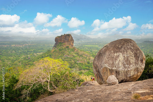 A view of the Lion Rock in Sigiriya from Pidurangala, Sri Lanka.