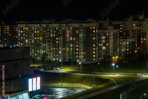 Wallpaper Mural Night panorama of Light in the windows of a multistory building. life in a big city Torontodigital.ca