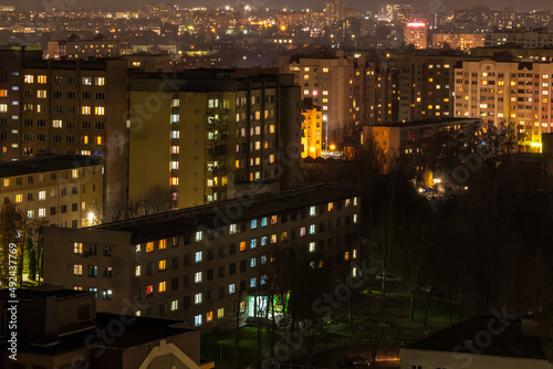 Wallpaper Mural Night panorama of Light in the windows of a multistory building. life in a big city Torontodigital.ca