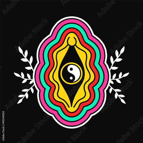Yin Yang symbol t-shirt print.Vector cartoon graphic illustration logo design.Yin yang print for poster,t-shirt,logo concept