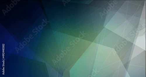 4K looping dark blue, green polygonal video sample. Shining colorful animation in simple style. Flicker for designers. 4096 x 2160, 30 fps. Codec Photo JPEG.