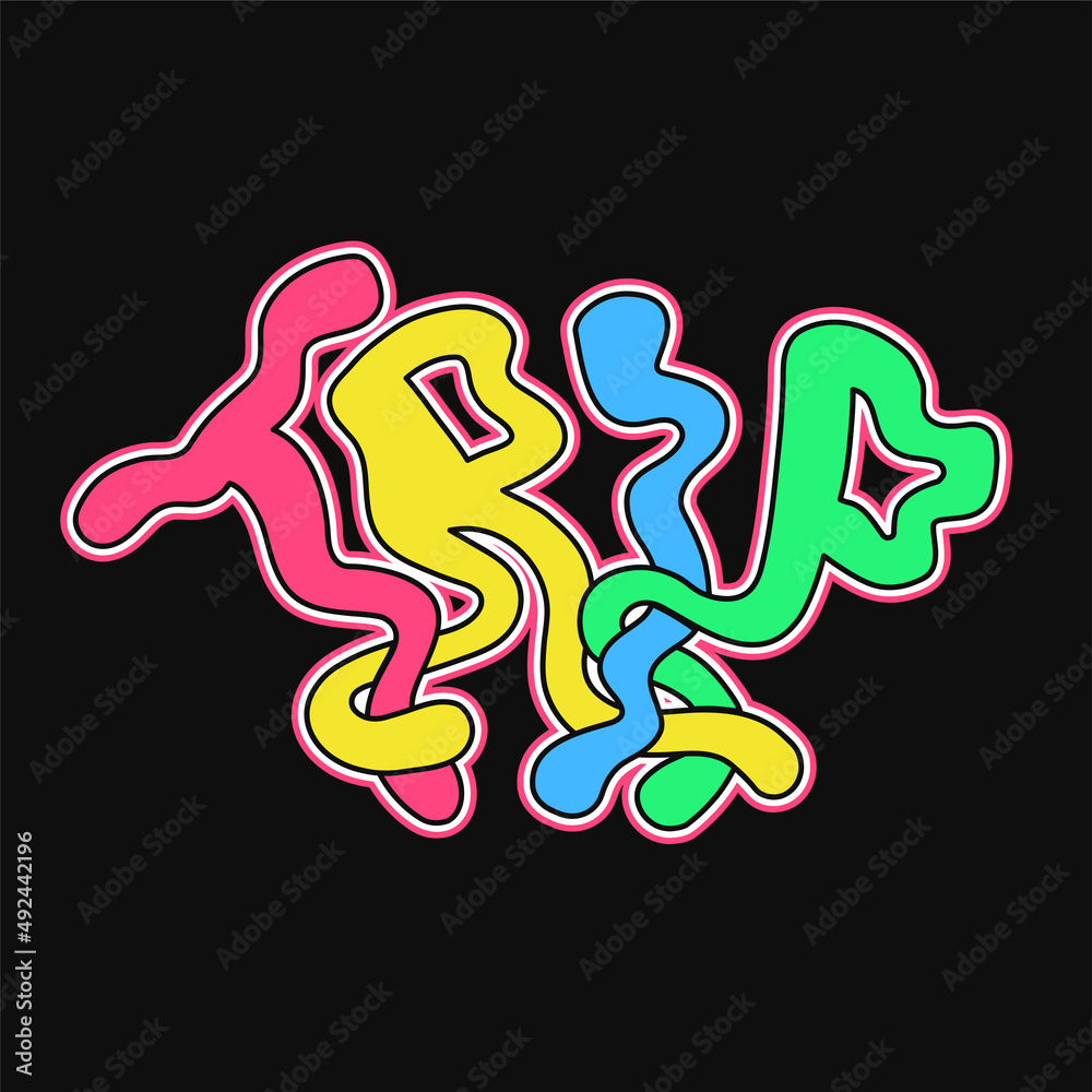 Trip word,trippy psychedelic style letters.Vector hand drawn doodle cartoon character illustration.Funny cool trippy letters,trip, acid fashion,80s style print for t-shirt,poster concept Trip word,trippy psychedelic style letters.Vector hand drawn doodle cartoon character illustration.Funny cool trippy letters,trip, acid fashion,80s style print for t-shirt,poster concept