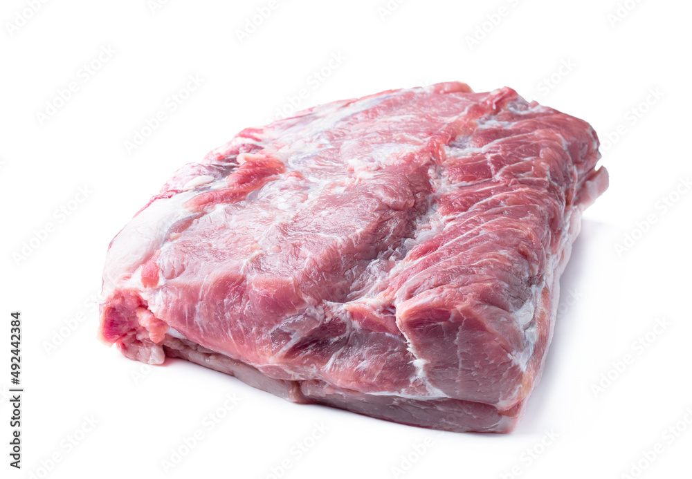 Raw pork meat isolated on white