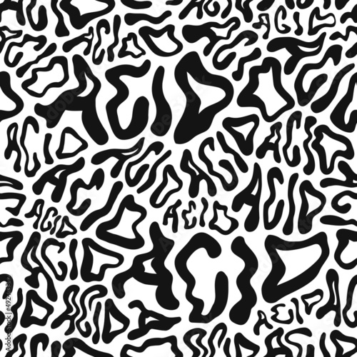 Deformed wavy acid word seamless pattern wallpaper.Vector graphic character illustration.Lsd,surreal,acid,trippy lettering seamless pattern wallpaper print concept