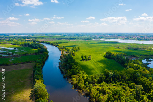 Aerial photo about the famous backwater of Tisza river, next to Toserdo. Hungarian name is Lakiteleki-Holt-Tisza. © János Illési