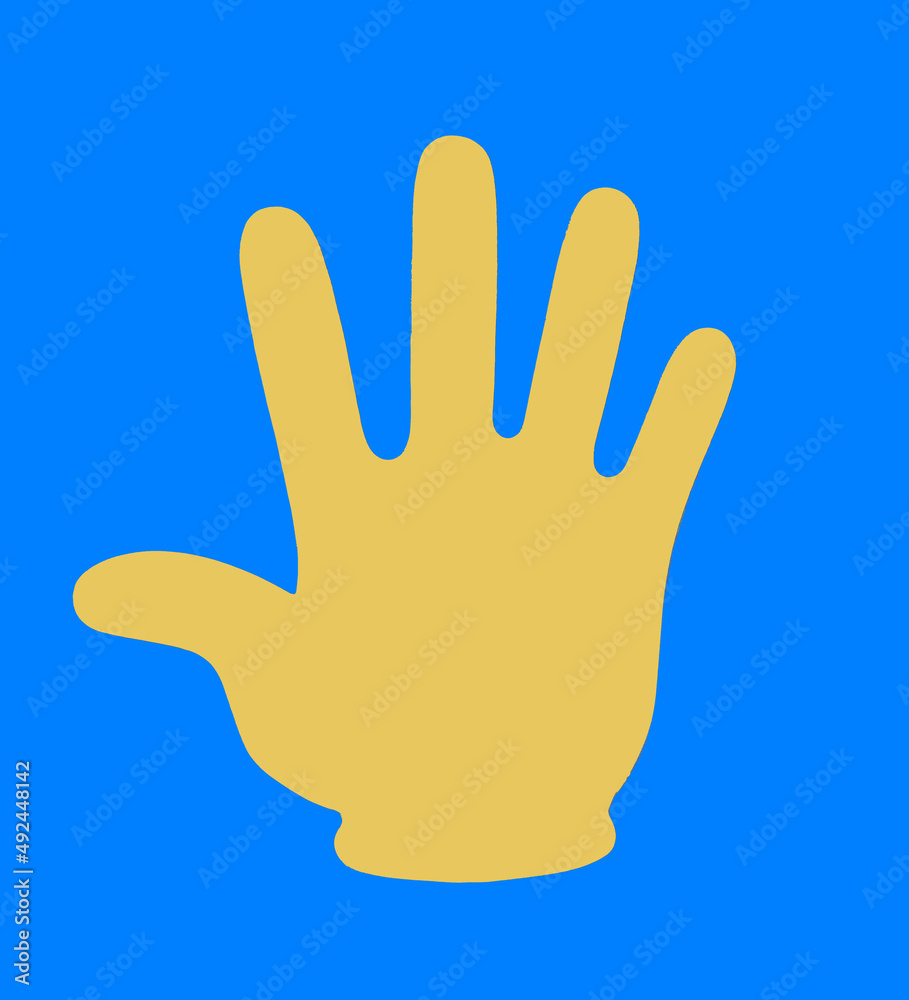 Obraz premium Ukrainian color yellow hand symbol on blue background