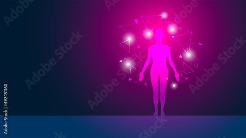 sistema immunitario, corpo umano, silhouette,	