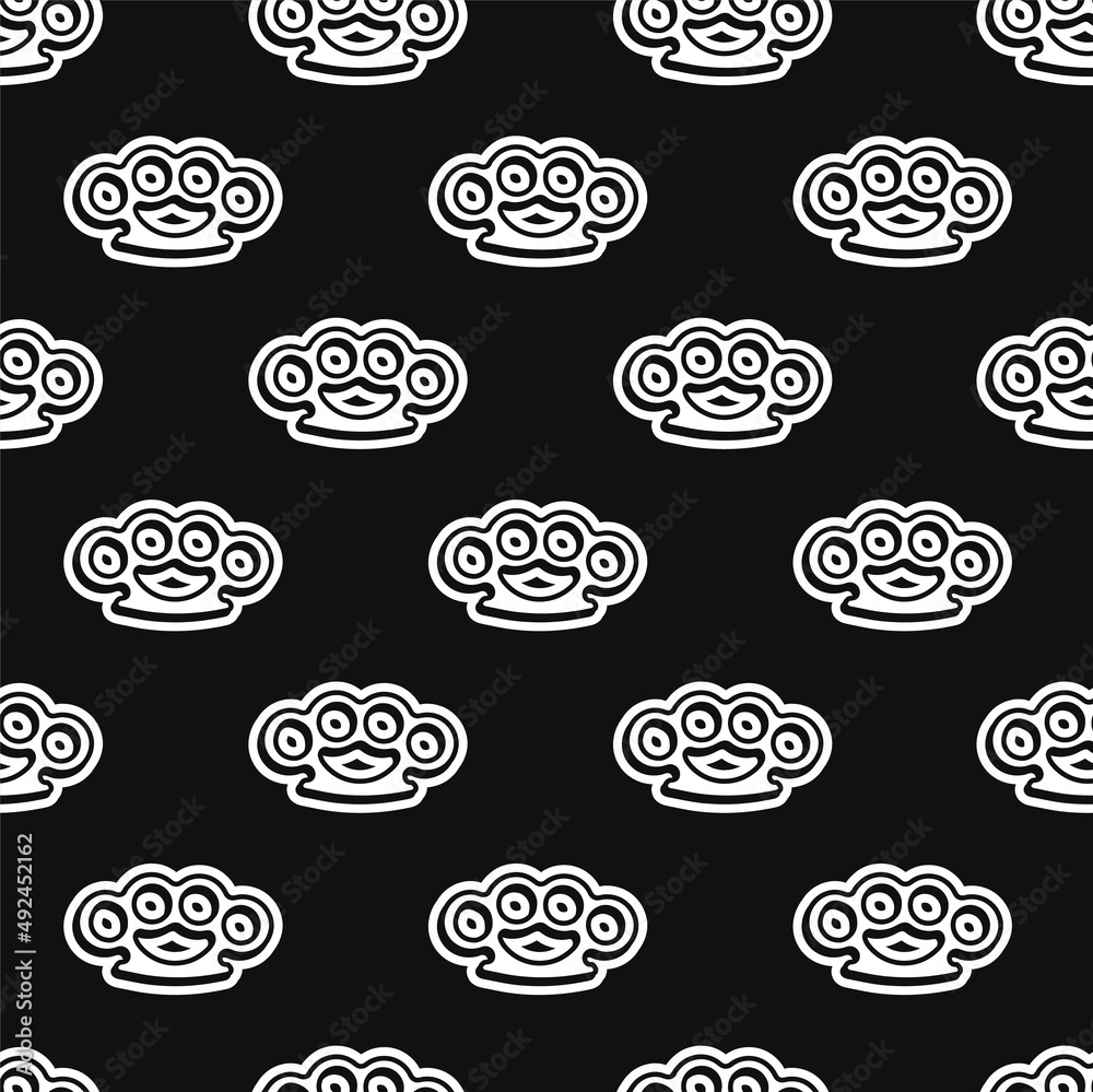 Brass knuckles fashion seamless pattern. Vector hand drawn doodle ...