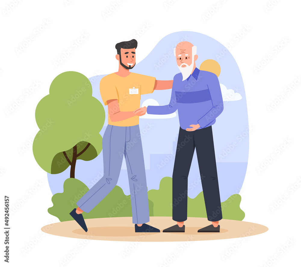 clipart helping elderly people