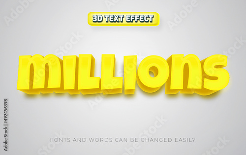 Millions yellow 3d editable text effect style