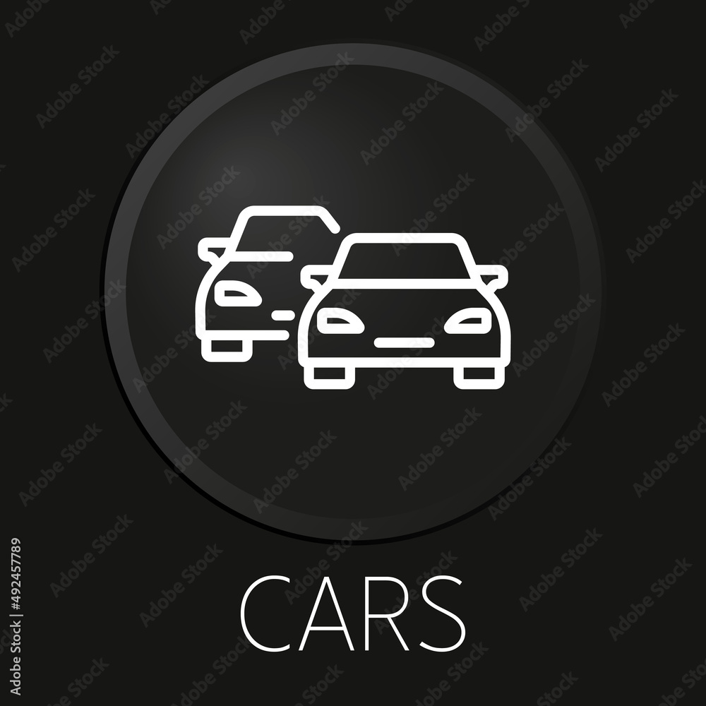 Obraz premium cars minimal vector line icon on 3D button isolated on black background. Premium Vector.
