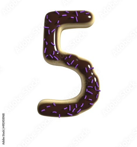 Chocolate Doughnut Themed Font  Number 5