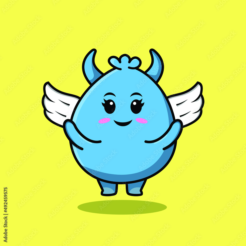 Cute cartoon goblin monster character wearing wings in modern style design Cute cartoon goblin monster character wearing wings in modern style design