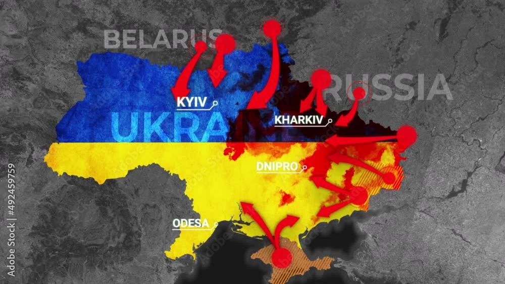 Ukraine war Animated conflict map of Russia invasion of Ukraine, the ...