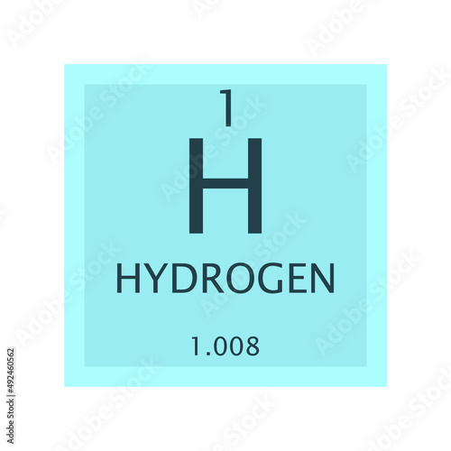 H Hydrogen Non reactive metal Chemical Element Periodic Table. Simple flat square vector illustration, simple clean style Icon with molar mass and atomic number for Lab, science or chemistry class.
