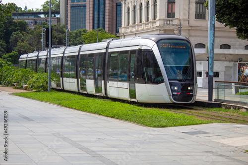 VLT tram in rio de janeiro, station: parada dos museus. Rio de Janeiro 02-14-2022