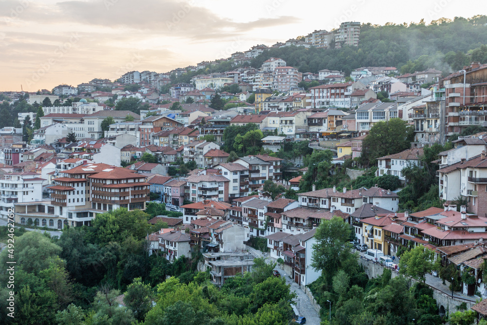 Evening view of Veliko Tarnovo town, Bulgaria