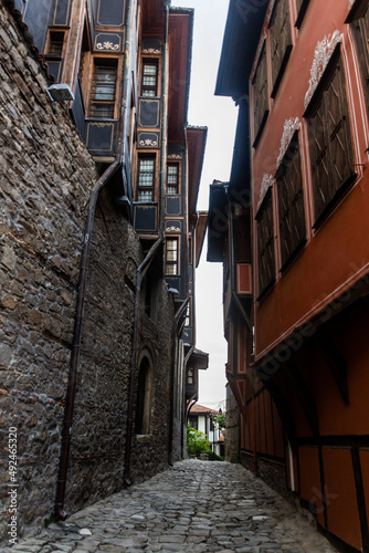 Narrow alley in the Old town of Plovdiv  Bulgaria