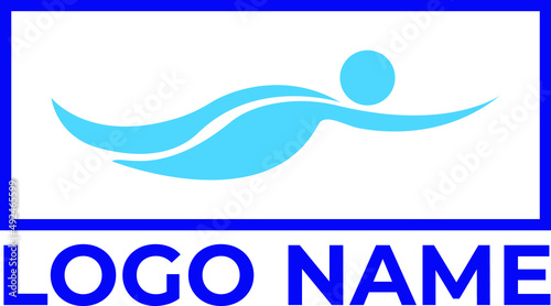 Blue water  element symbol casual logo template suitable for swimming pool retail company service provide business recreation holiday beach sport healthy lifestyle