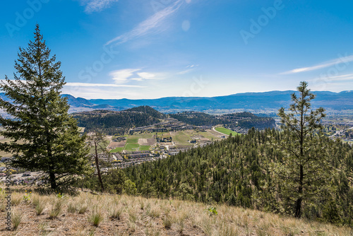 The view of Okanagan Lake from the top of a mountain 
