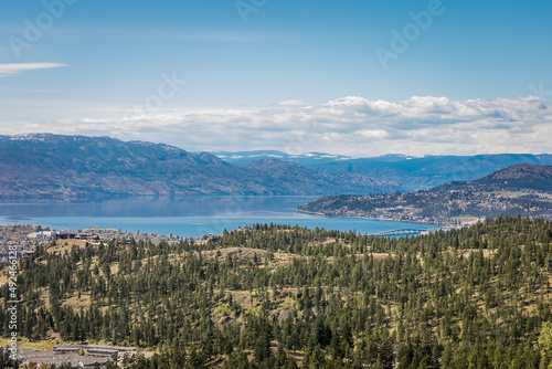 The view of Okanagan Lake from the top of a mountain  photo