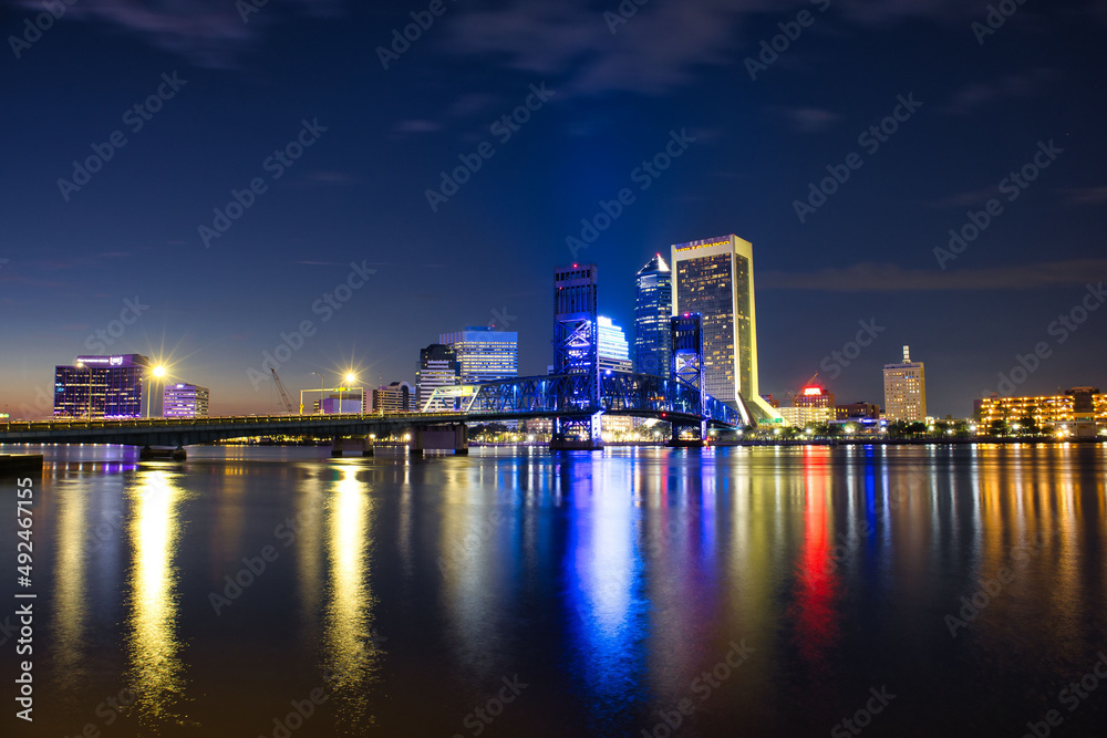 Sunset view of downtown Jacksonville, Florida 