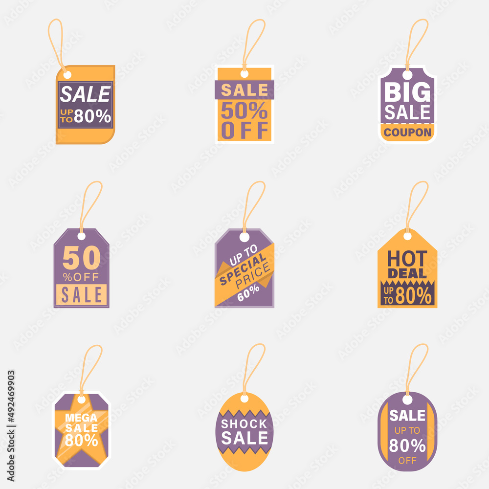 Vector set of promotion price tags sale banners labels