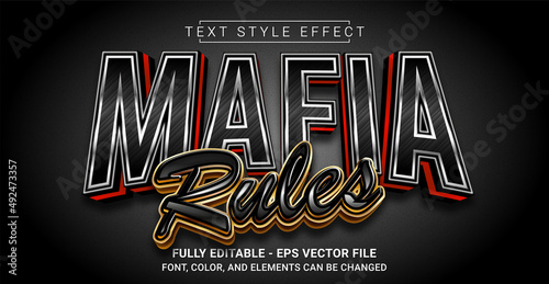 Mafia Rules Text Style Effect. Editable Graphic Text Template. photo