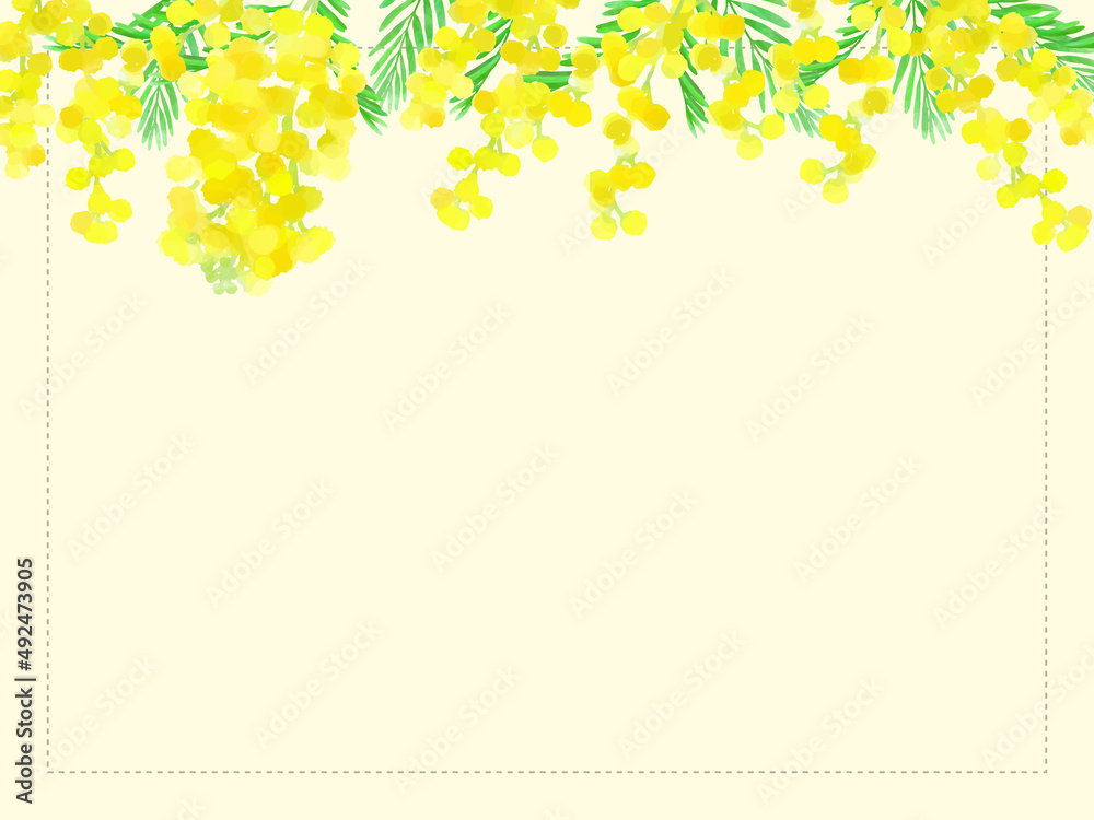 手描きのミモザのイラストフレーム 水彩風 Stock Vector Adobe Stock