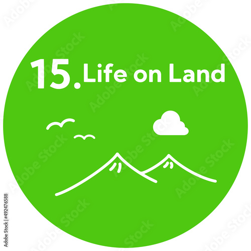 SDGs 15.陸の豊かさも守ろう丸型アイコン（英語表記） SDGs 15.Life on Land round icon