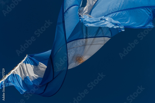 argentinian flag waving with blue sky