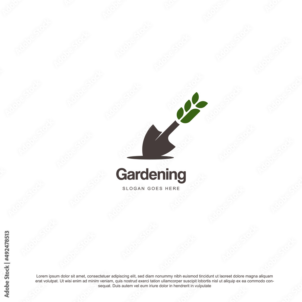 shovel garden leaf logo vector icon illustration
