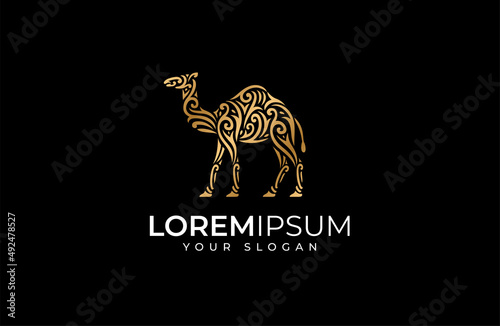 wonderful camel logo with gold concept