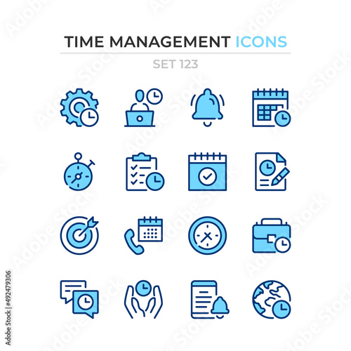 Time management icons. Vector line icons set. Premium quality. Simple thin line design. Modern outline symbols collection, pictograms.