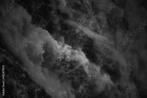 Black and White Close Up View of Water at Snoqualmie Falls, Washington © SGUOPHOTOGRAPHY
