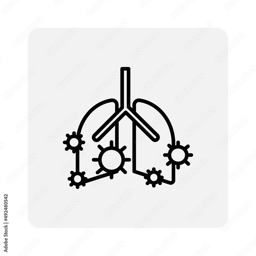 Illustration with lung disease icon for medical design. Vector illustration. stock image. 
