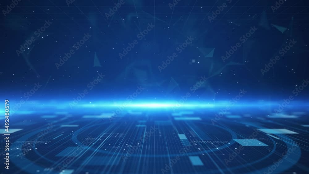 Digital technology plexus lines background is a spectacular motion graphics background. High-tech HUD grid video, blue news studio background, high-tech digital product promotion, corporate promotion.