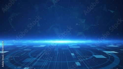 Digital technology plexus lines background is a spectacular motion graphics background. High-tech HUD grid video, blue news studio background, high-tech digital product promotion, corporate promotion.