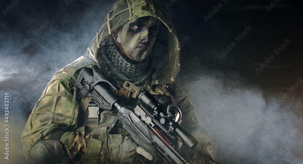 Obraz premium Fighter with a crossbow. Apocalypse