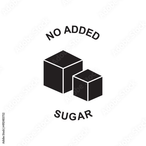 No added sugar icon in black flat glyph, filled style isolated on white background