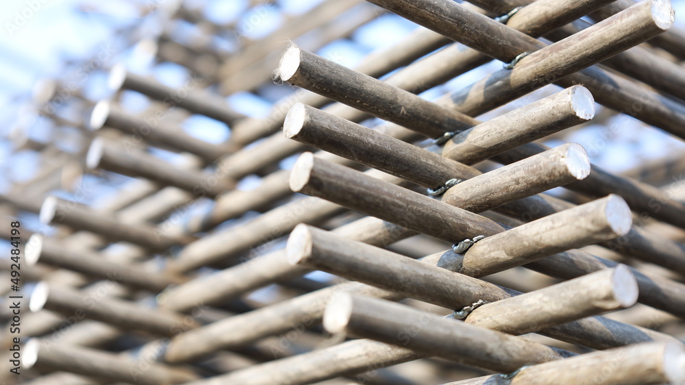 Welds on steel gratings. Close-up of metal connection points of BRC ...