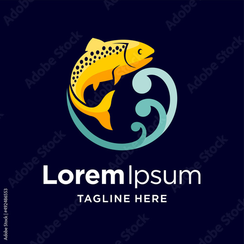 salmon logo with wave concept