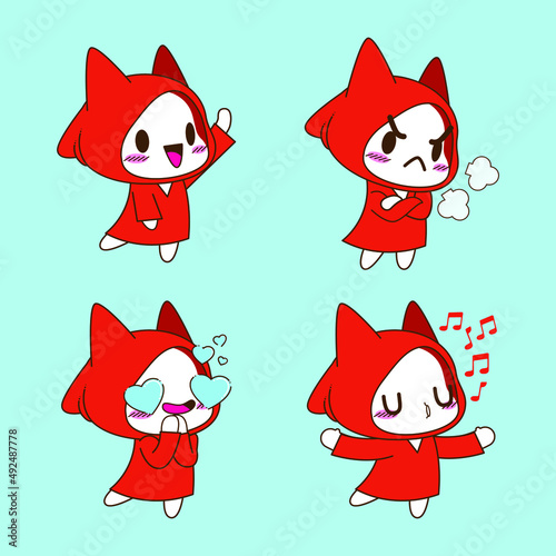 little red riding hood drawing cartoon, red hood sticker