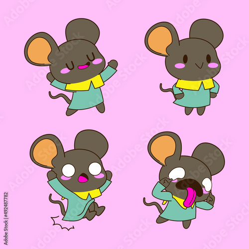 Fototapeta Naklejka Na Ścianę i Meble -  cute little mouse drawing cartoon, mouse sticker