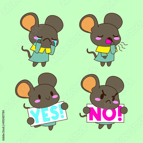 cute little mouse drawing cartoon, mouse sticker