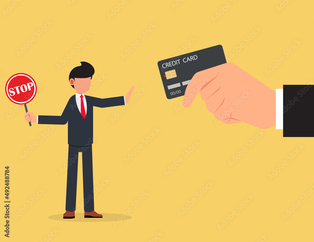 Rejection Gesture. businessman Hand Refusing The Offered Credit Cards, business financial marketing banking concept Rejection Gesture. businessman Hand Refusing The Offered Credit Cards, business financial marketing banking concept