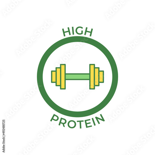 High protein label protein icon in color icon, isolated on white background 