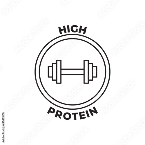 High protein label protein icon in black line style icon, style isolated on white background